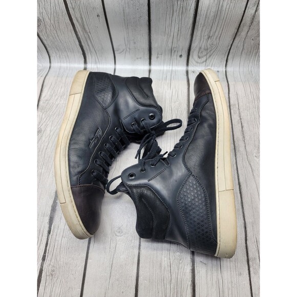 Salvatore Ferragamo Men\'s 11.2 D Leather High-Top Sneakers Black Brown Cap Toe main image 5